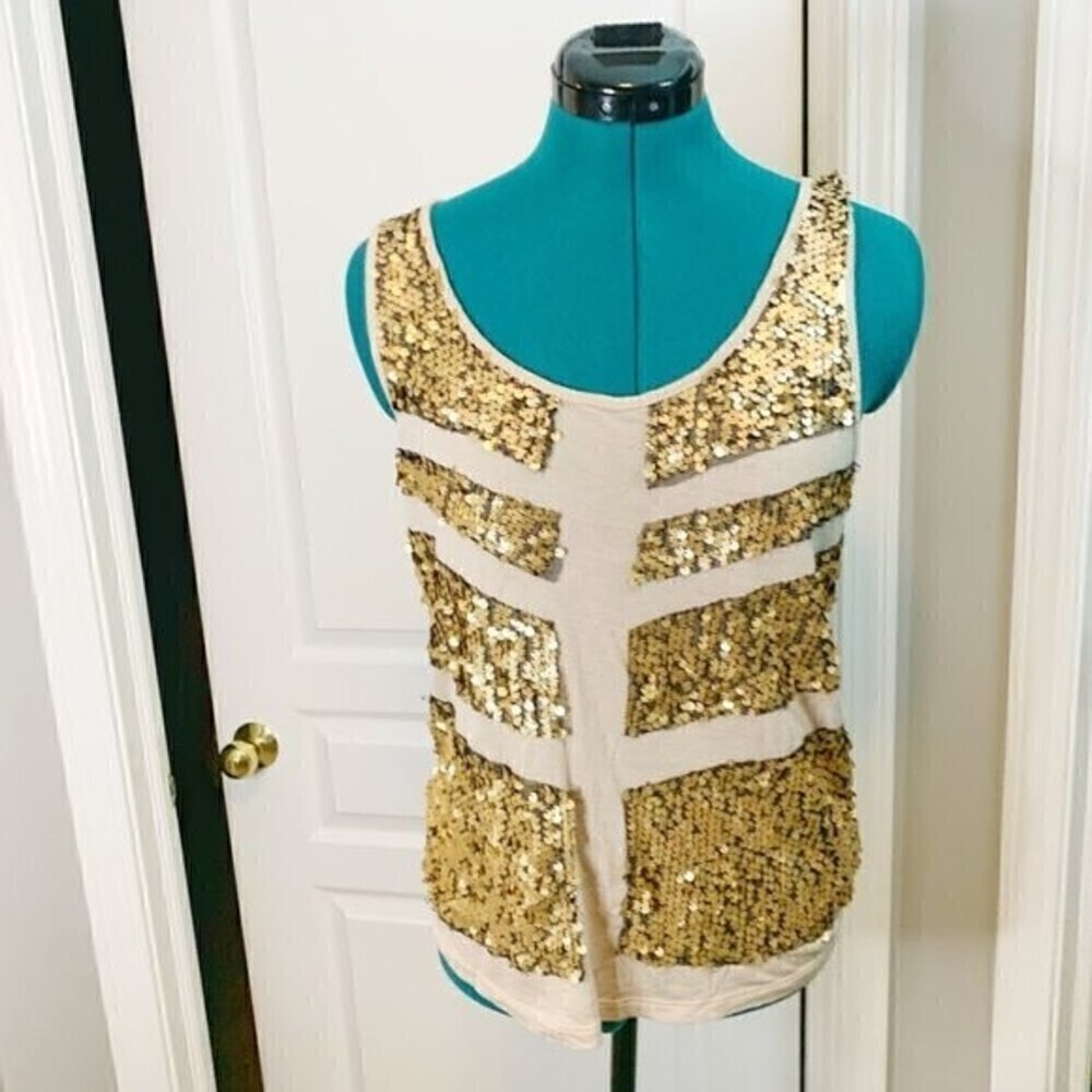 Rock & Republic Sequin Sleeveless Casual Summer Dressy Lined Tank Top